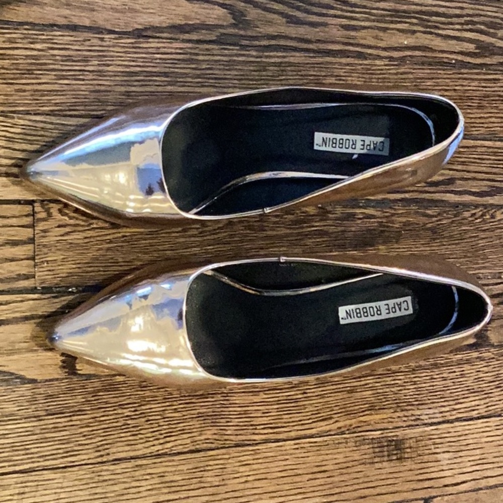 Rose gold patten leather 4-inch heels